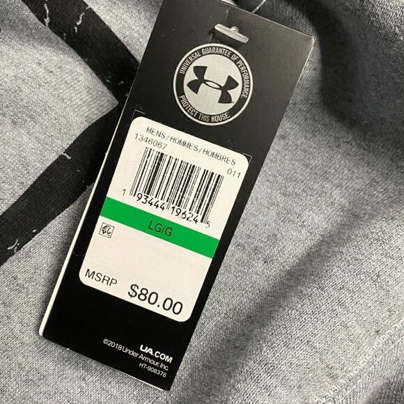 UNDER ARMOUR Project Rock Warm-Up Hoodie 1346067-011 Gray Black size L (a) New - Picture 11 of 13